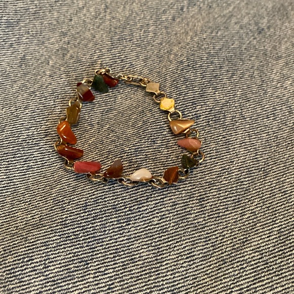 Semi Precious Stone Mid Century Bracelet Jewelled charm 70s gemstone charm - Picture 1 of 3